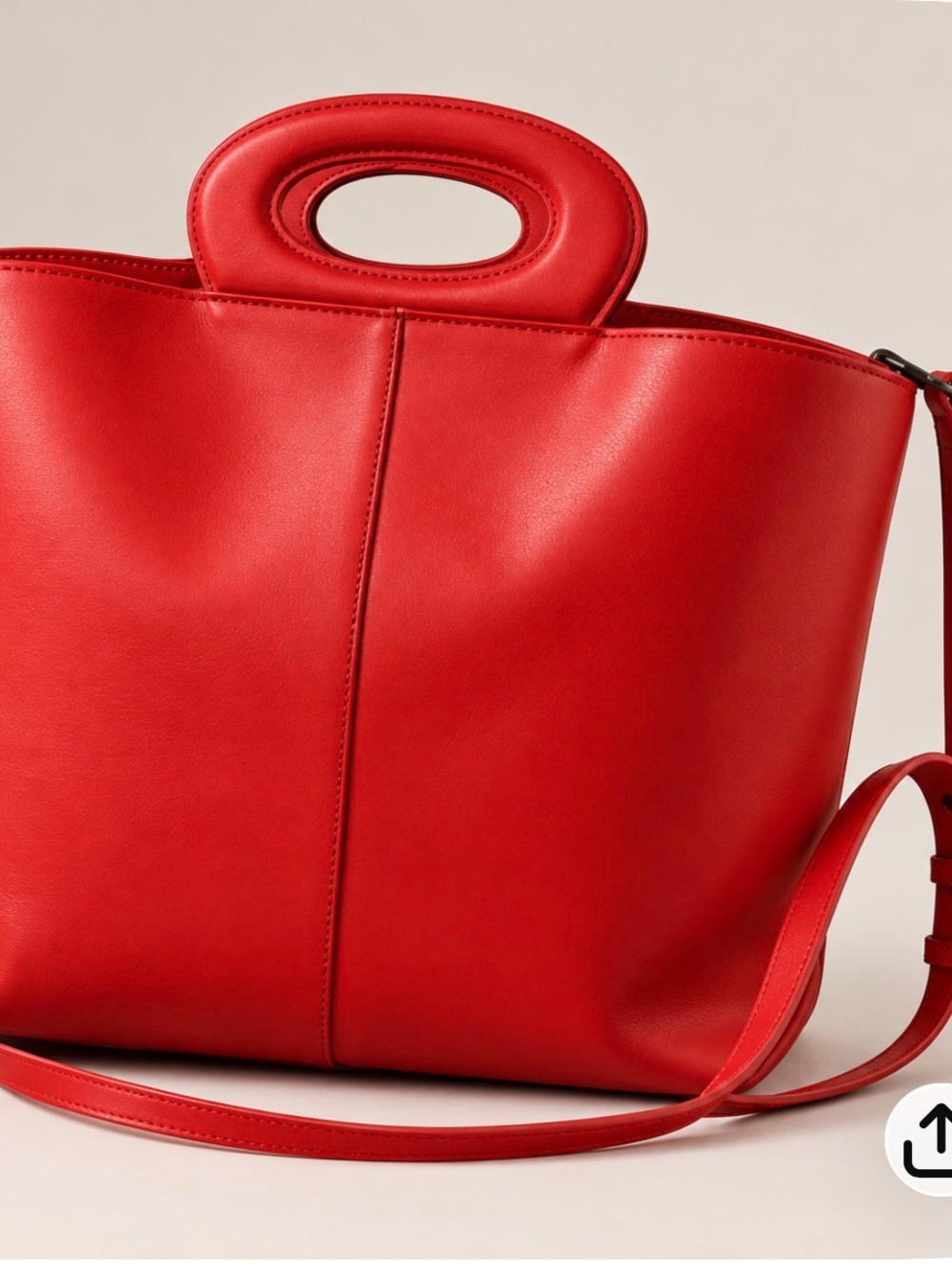 Elegant Red Tote Bag with Handle Cutout